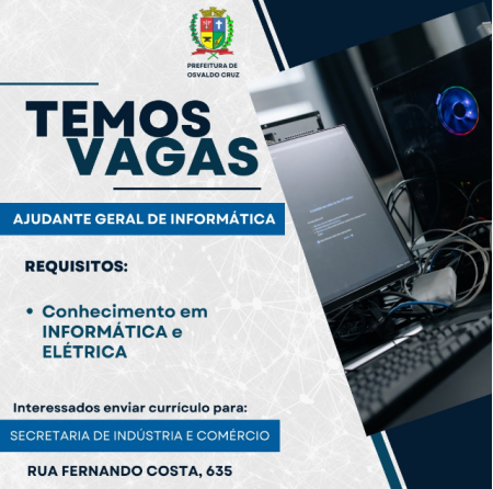 Prefeitura Municipal divulga vaga de emprego!