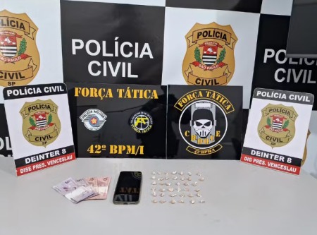 AÃ§Ã£o policial conjunta contra o trÃ¡fico de drogas apreende porÃ§Ãµes de cocaÃ­na, crack e maconha em Santo AnastÃ¡cio