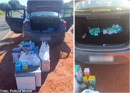 Dupla Ã© surpreendida com produtos do Paraguai na SP-457, entre Bastos e Iacri