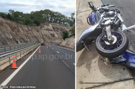 Mulher morre apÃ³s moto bater em defensa metÃ¡lica em rodovia de MarÃ­lia