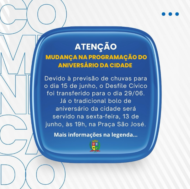 Desfile Cívico em comemoração ao aniversário de Osvaldo Cruz é adiado devido a previsão de chuva