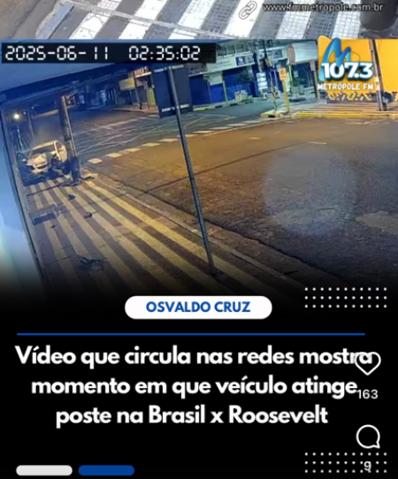 CÃ¢mera de SeguranÃ§a flagra acidente em cruzamento de Osvaldo Cruz