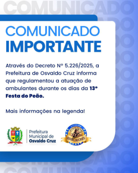 Prefeitura regulamenta ambulantes na regiÃ£o da Festa do PeÃ£o 2025