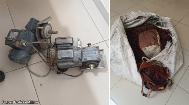 Indivíduos são flagrados com fios e motores furtados de granjas em Bastos
