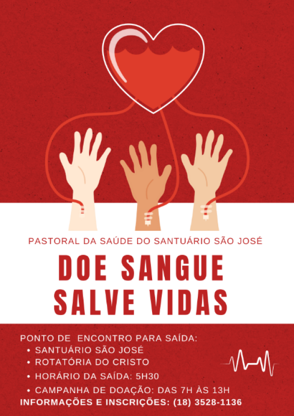 Pastoral da Saúde do Santuário São José promove campanha de doação de sangue