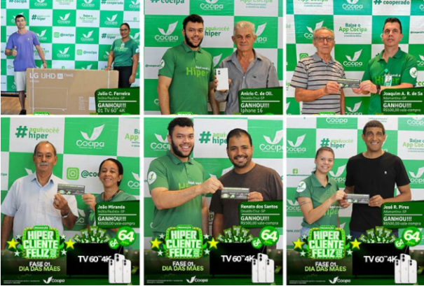 Cocipa entrega prêmios do primeiro sorteio da Campanha Hiper Cliente Feliz 2025