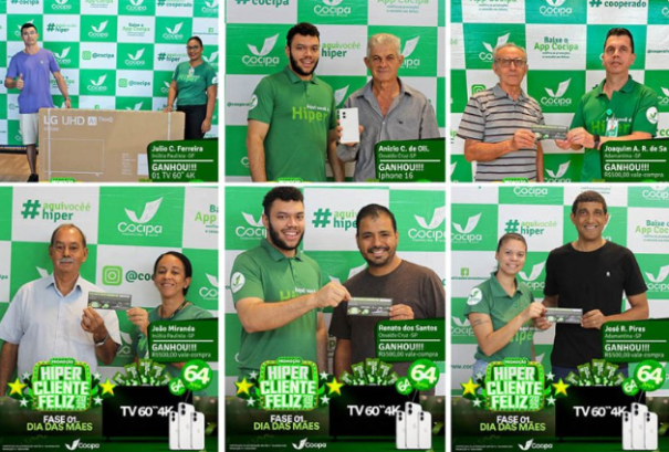 Cocipa entrega prêmios do primeiro sorteio da Campanha Hiper Cliente Feliz 2025
