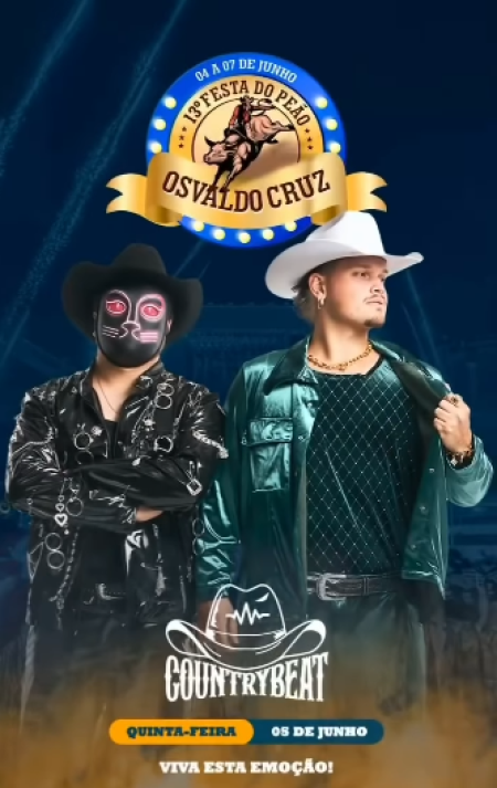 Felipe e Rodrigo e CountryBeat sÃ£o confirmados para a segunda noite da 13Âª Festa do PeÃ£o de Osvaldo Cruz