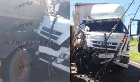 Acidente entre carreta e caminhÃ£o interdita Rodovia Raposo Tavares em Rancharia