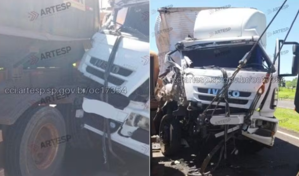 Acidente entre carreta e caminhão interdita Rodovia Raposo Tavares em Rancharia