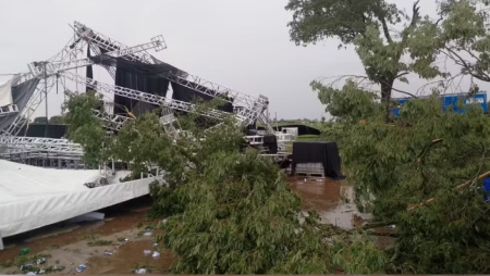 Estrutura metÃ¡lica desaba durante festa universitÃ¡ria em Regente FeijÃ³; um morto e quase 60 feridos