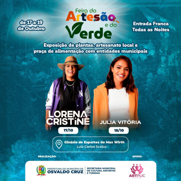Feira do Artesão e do Verde agita Osvaldo Cruz com shows e cultura local