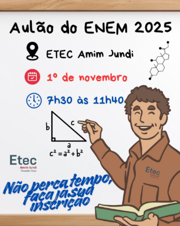 Aulão do Enem 2025 na Etec Amim Jundi em Osvaldo Cruz