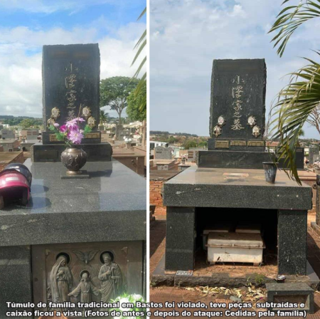 TÃºmulos sÃ£o violados e peÃ§as sÃ£o furtadas no CemitÃ©rio de Bastos