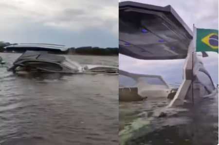 Lancha afunda apÃ³s bater casco em tronco de Ã¡rvore no Rio ParanÃ¡ em PaulicÃ©ia
