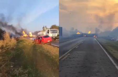 Carreta carregada com etanol pega fogo apÃ³s batida e mata motorista em Rosana