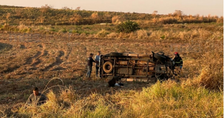 Capotamento Ã© registrado na vicinal que liga TupÃ£ a Arco-Ãris