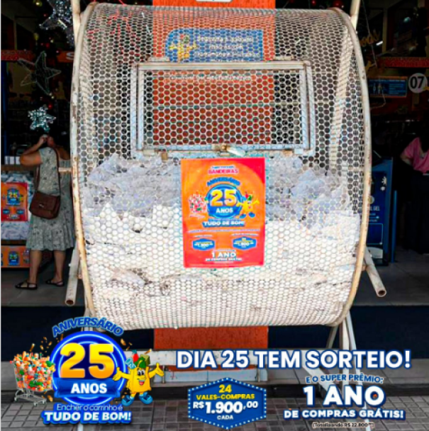 Supermercado Bandeiras realiza sorteio final da campanha de 25 anos neste final de semana