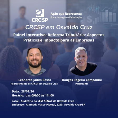 CRCSP e ACEOC promovem palestra gratuita sobre impactos prÃ¡ticos da Reforma TributÃ¡ria nas empresas