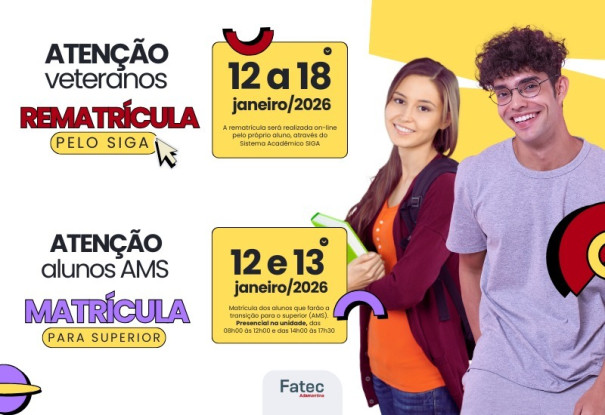 Fatec Adamantina abre período de rematrícula para veteranos e matrícula do AMS na próxima semana 