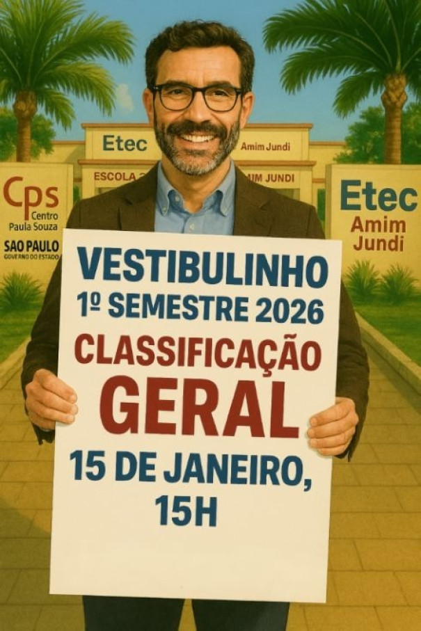 Confira a classificação dos aprovados no Vestibulinho 1º semestre 2026 da Etec Amim Jundi