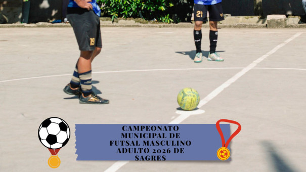 Sagres abre inscrições para Campeonato Municipal de Futsal Masculino Adulto 2026