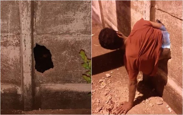Homem fica 'entalado' em buraco de muro ao tentar invadir e furtar casa em Tanabi