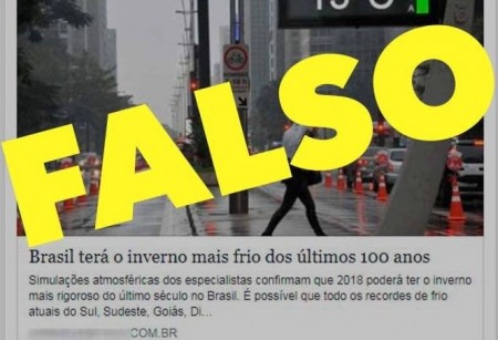 Brasil não terá o inverno mais frio dos últimos 100 anos