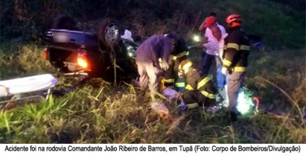 Capotamento na SP-294 deixa duas pessoas feridas