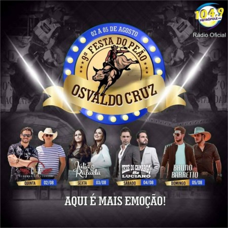 Começa nesta quinta-feira (2) a 9ª Festa do Peão de Osvaldo Cruz
