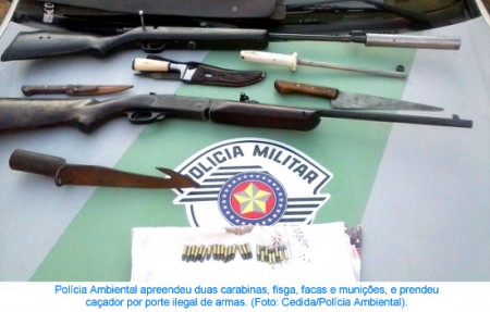 Caçador é denunciado e preso por porte ilegal de armas