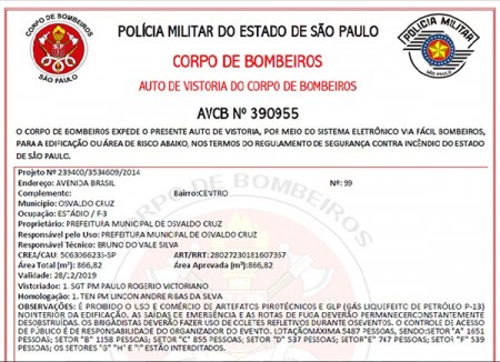 Estádio 'Brenão' é vistoriado e liberado pelo Corpo do Bombeiros 