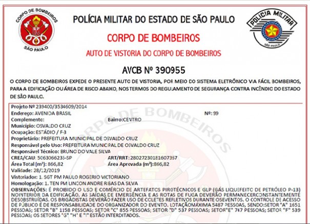 Estdio 'Breno'  vistoriado e liberado pelo Corpo do Bombeiros 