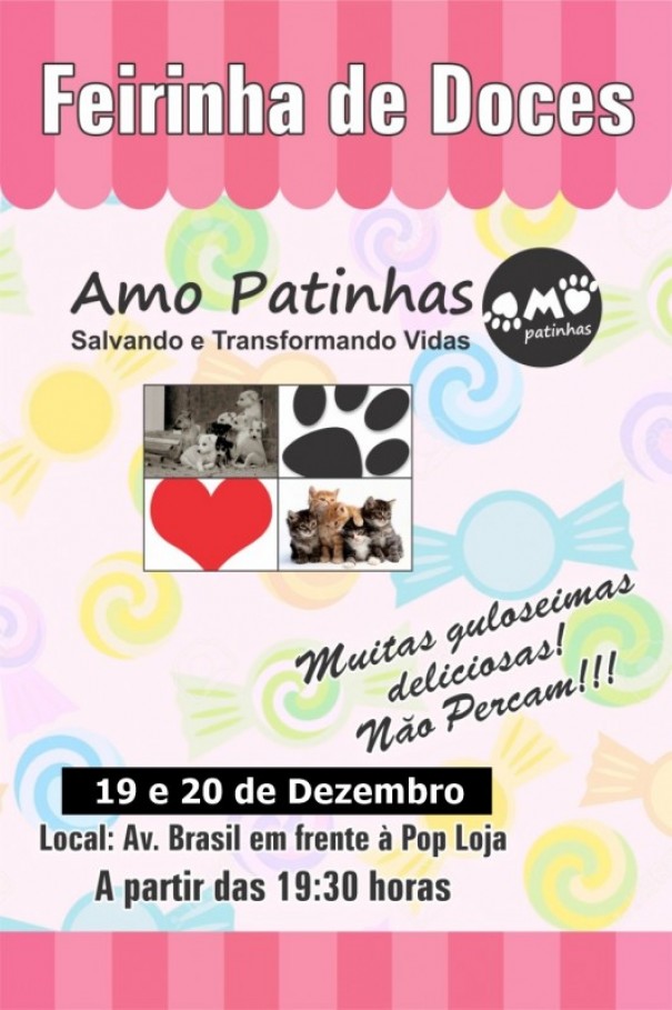 Feirinha de doces da Ong Amo Patinhas acontece nesta quarta