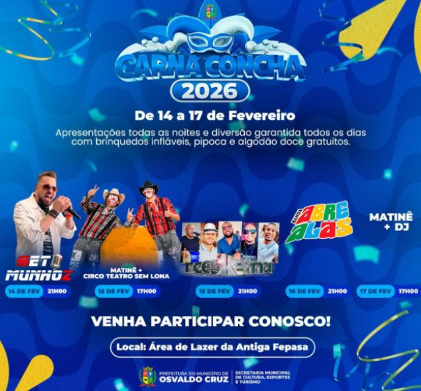 Carnaconcha 2026: Esporte, música e lazer gratuito agitam a antiga Fepasa em Osvaldo Cruz
