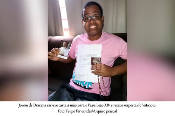 Professor de Dracena recebe bênção do Vaticano após escrever carta ao Papa Leão XIV com sonhos e pedidos sociais