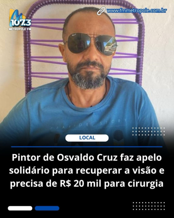 Pintor de OC busca ajuda para realizar uma cirurgia urgente nos olhos. 