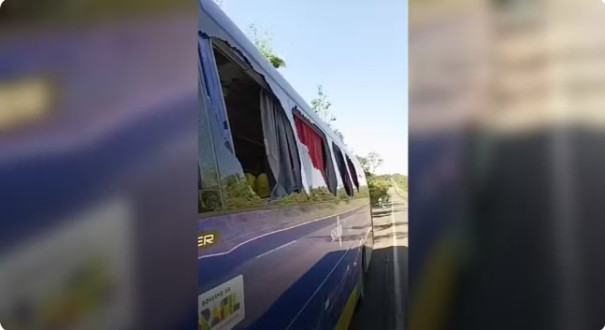 Caminhão invade pista e danifica ônibus que transportava pacientes no interior de SP