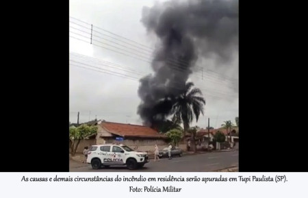 Mulher ateia fogo Ã  prÃ³pria casa apÃ³s discussÃ£o conjugal em Tupi Paulista