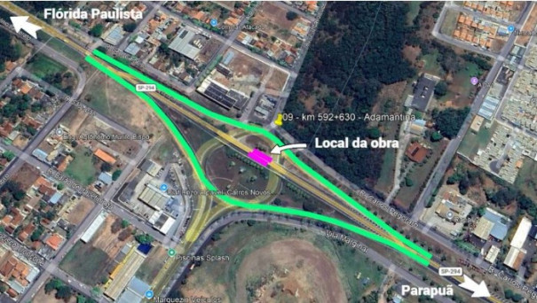 Obras no trevo de Adamantina interditam faixas da SP-294 a partir desta quarta-feira (9)
