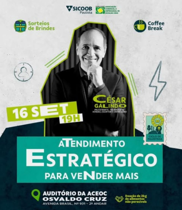 ACEOC realiza palestra sobre vendas com o palestrante Cesar Galindo