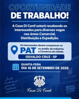 Empresa realiza seleÃ§Ã£o para 12 vagas para novo Centro de DistribuiÃ§Ã£o em Osvaldo Cruz