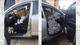 ApÃ³s pane mecÃ¢nica, motorista abandona carro lotado com 15 mil maÃ§os de cigarros contrabandeados do Paraguai, em CaiuÃ¡