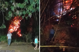 IncÃªndio em vegetaÃ§Ã£o mobiliza Defesa Civil e ameaÃ§a residÃªncias no RibeirÃ£o da Sede, em Bastos