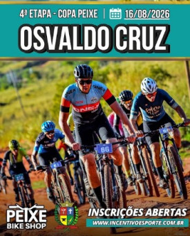 Copa Peixe de MTB chega a Osvaldo Cruz para sua 4Âª etapa da competiÃ§Ã£o no dia 16 de agosto