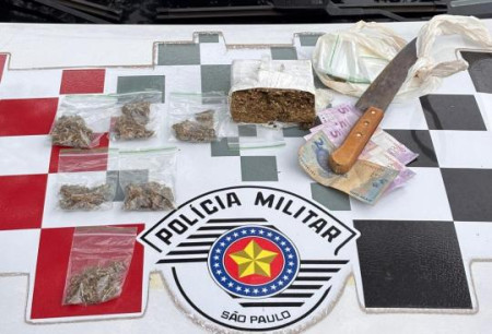 PM prende homem que foi flagrado com tijolo de maconha na Vicinal Roberto Romanini em Osvaldo Cruz