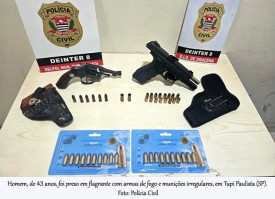 Homem Ã© preso em flagrante com armas e muniÃ§Ãµes irregulares durante mandado de busca em Tupi Paulista