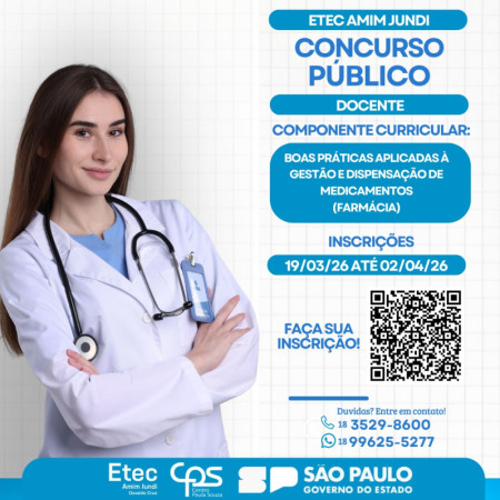 Etec Amim Jundi de OC estÃ¡ com Concurso PÃºblico aberto para Docente 