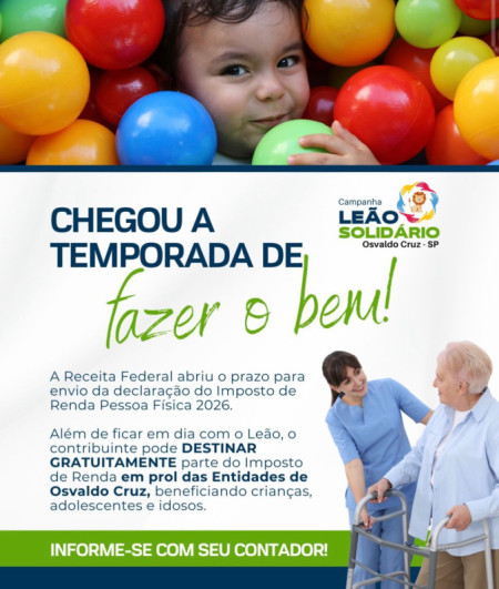 LeÃ£o SolidÃ¡rio mobiliza contadores e fortalece destinaÃ§Ã£o do Imposto de Renda para entidades de Osvaldo Cruz