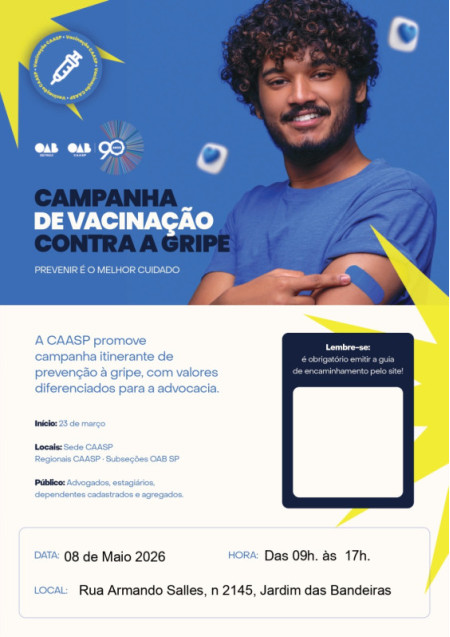 OAB Osvaldo Cruz recebe campanha de vacinaÃ§Ã£o contra a gripe